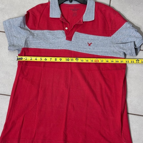 American Eagle Men Red/Gray Polo‎ Shirt Size Large Core Flex - Picture 9 of 9